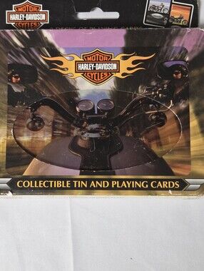 Harley-Davidson Collectible Tin & Playing Cards — Black and Orange‎